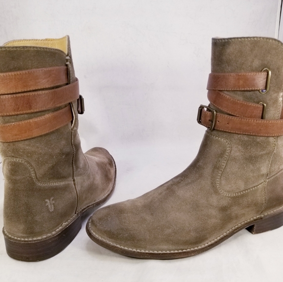 FRYE 77735 SHIRLEY STRAP BROWN SUEDE WOMEN BOOTS SIZE 9.5 B - Picture 3 of 9